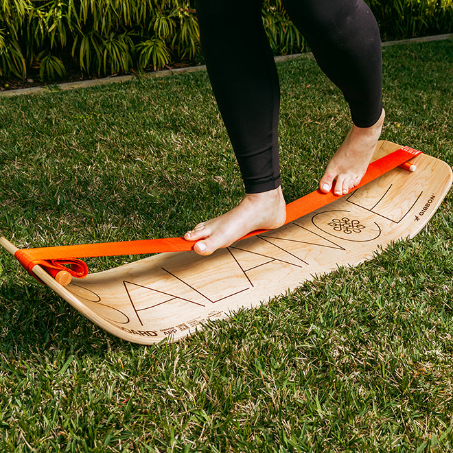 SlackBoard Balance Trainer w/ Gibbon Slackline | Wood Balance