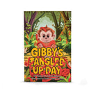 Book cover of 'Gibby's Tangled Up Day' with a monkey character in a jungle setting.