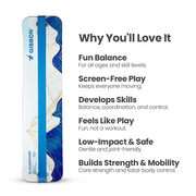 Wooden Mountain SlackBoard on a white background with text written out for why you'll love it