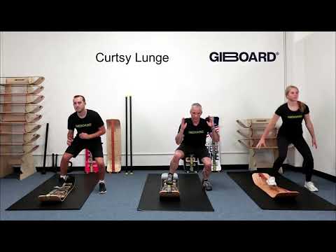 Curtsy Lunge Exercise Demonstration on a SlackBoard Balance Board